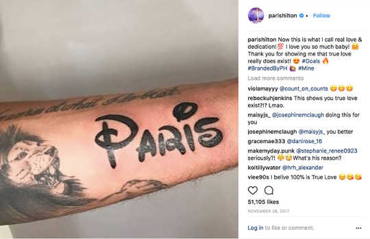 Paris Hilton’s post on Instagram